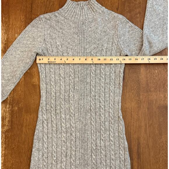 GUC Women's Tahari Light Gray Mock Turtleneck Sweater Midi Dress XS - Picture 4 of 8